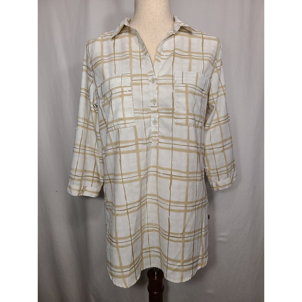 Royal Robbins Long Sleeves Women Top Shirt Size S Cream Beige Standard Fit A038